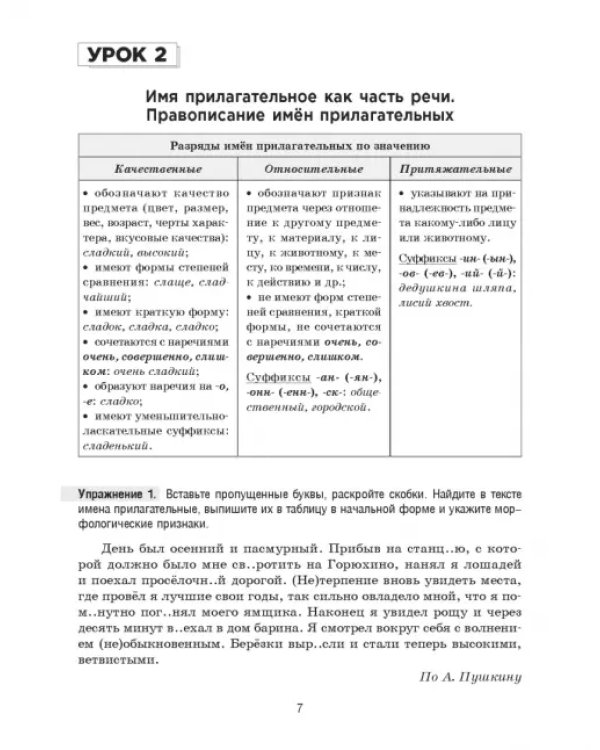 Русский язык на "отлично". 7 класс