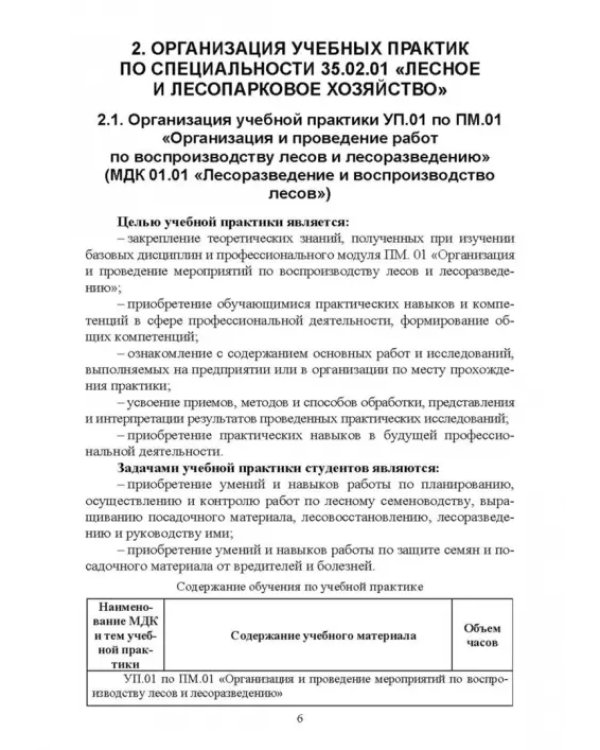 Организация учебной практики для специальностей „Лесное и лесопарковое хозяйствово“. СПО