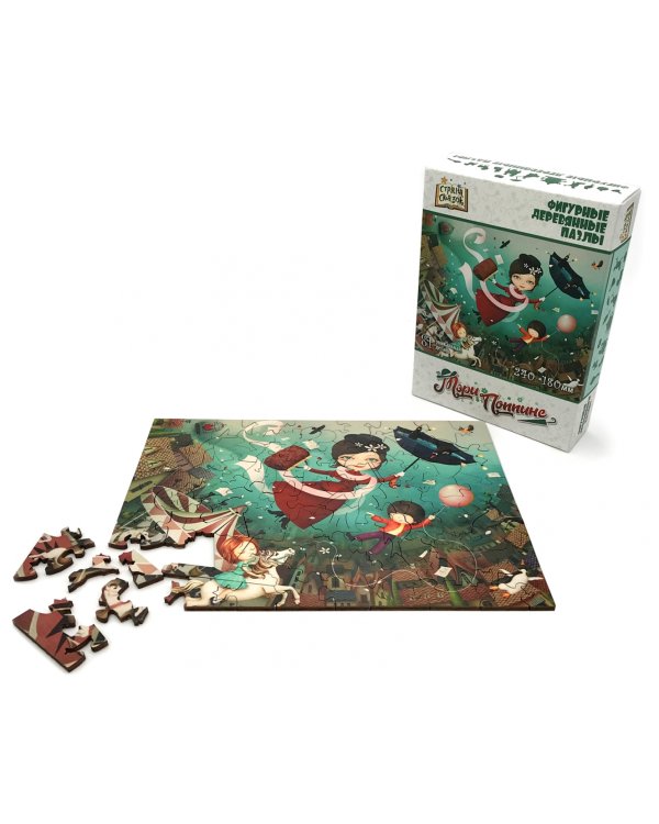 Фигурный деревянный пазл. Мэри Поппинс, 81 элемент