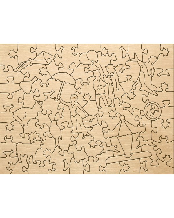 Фигурный деревянный пазл. Мэри Поппинс, 81 элемент