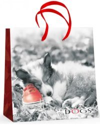Пакет подарочный "Щенок" (16,5x16,5x6,2 см)
