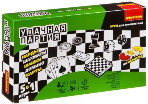 Удачная партия 5 в 1. Нарды, шахматы, шашки, домино, карты Удачная партия 5 в 1. Нарды, шахматы, шашки, домино, карты