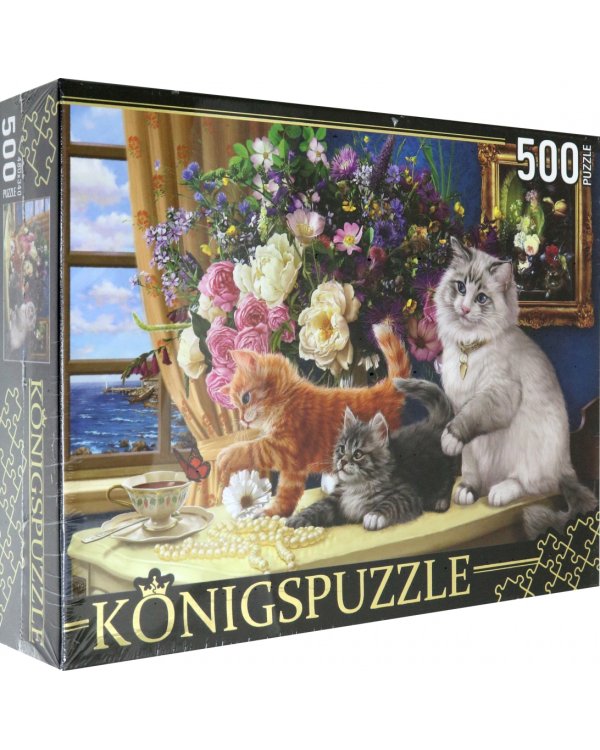 Пазл. Котята и букет, 500 элементов