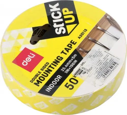 Клейкая лента монтажная двусторонняя &quot;Deli&quot;, цвет: белый, 25,4 мм x 5 м, арт. EA35113