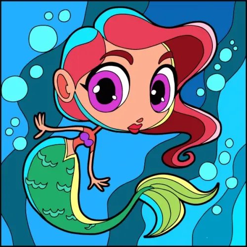 Картина по номерам. Маленькая русалочка, 20х20 см Картина по номерам. Маленькая русалочка, 20х20 см