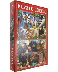 Набор пазлов 2 в 1. Игривые щенки, 1000 элементов