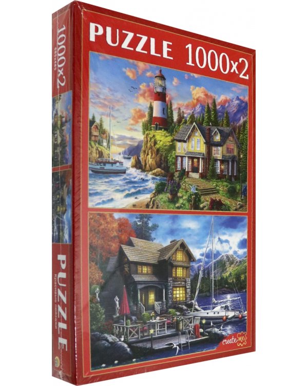 Набор пазлов 2 в 1. Красивые пейзажи, 1000 элементов