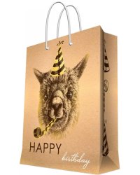 Пакет бумажный "Happy Birthday", 17,8x22,9x9,8 см