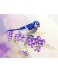 Холст с красками. Птица на ветке