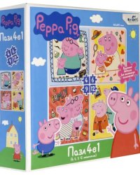 Пазл 4 в 1. Peppa Pig. Семья вместе, 4, 6, 9, 12 элементов