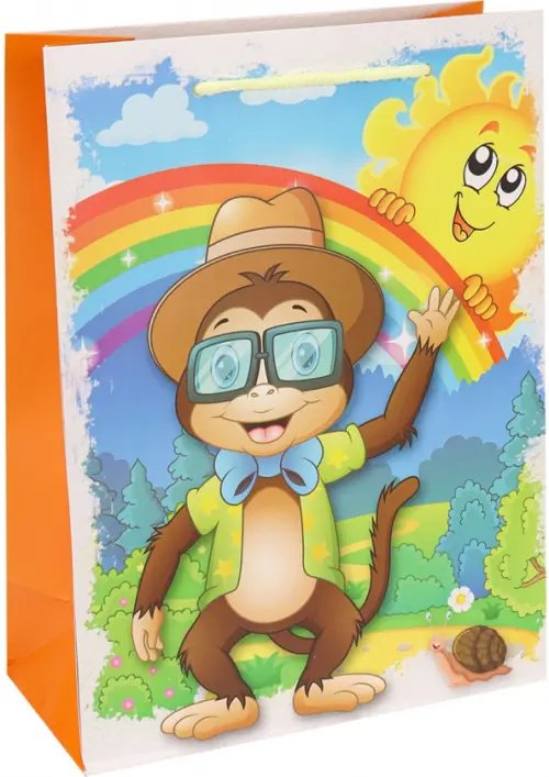 Пакет подарочный &quot;Приветливая обезьянка&quot;, 18х24х8,5 см