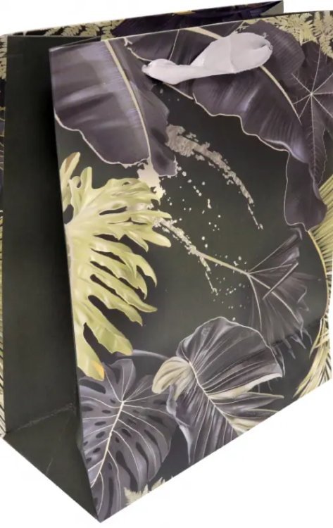 Пакет подарочный "Роскошные тропики", черный, 18х24х8,5 см