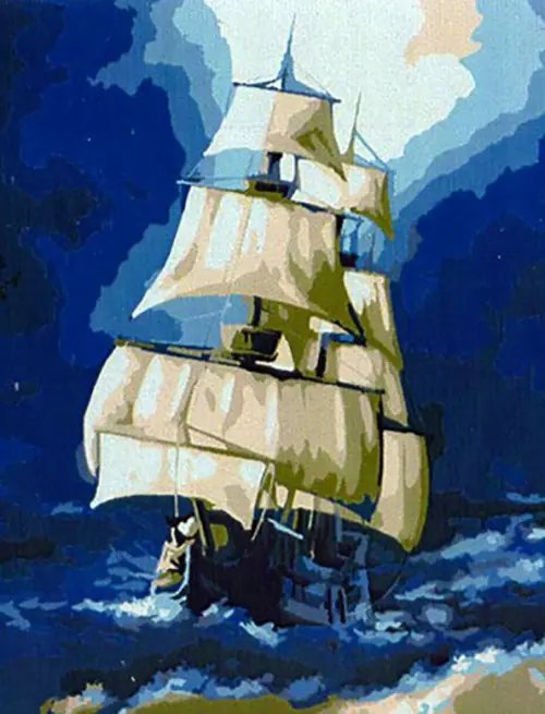 Холст с красками. Корабль в бушующем море Холст с красками. Корабль в бушующем море
