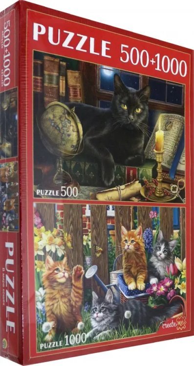 Набор пазлов 2 в 1. В мире кошек, 500 и 1000 элементов