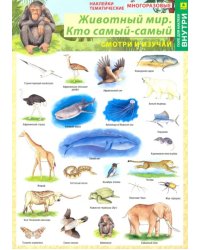 Наклейки тематические "Животный мир. Кто самый-самый", многоразовые (+ поле для наклеек)