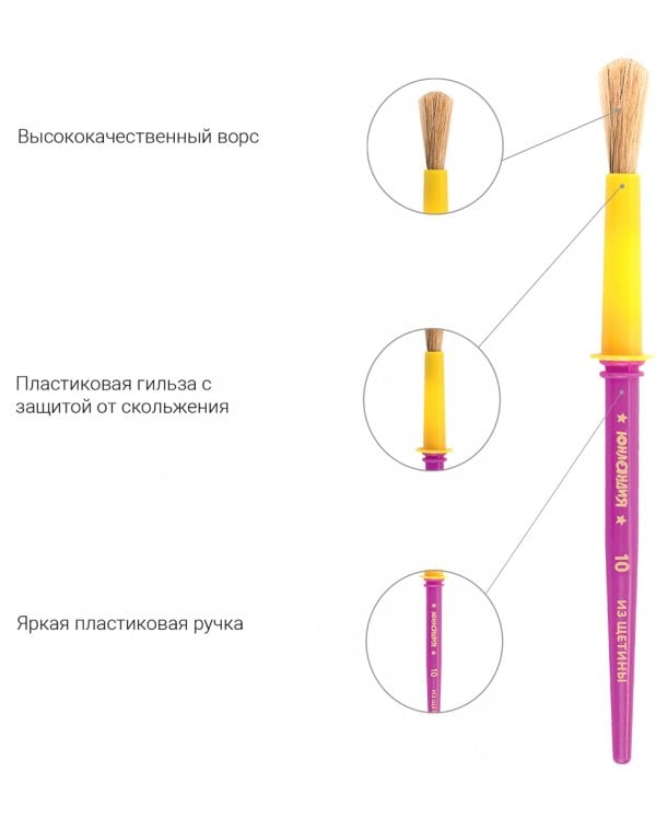 Кисти "Юнландия", 2 штуки (из щетины круглые №10, 12)