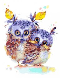 Живопись на холсте. Осенние совушки, 30x40 см