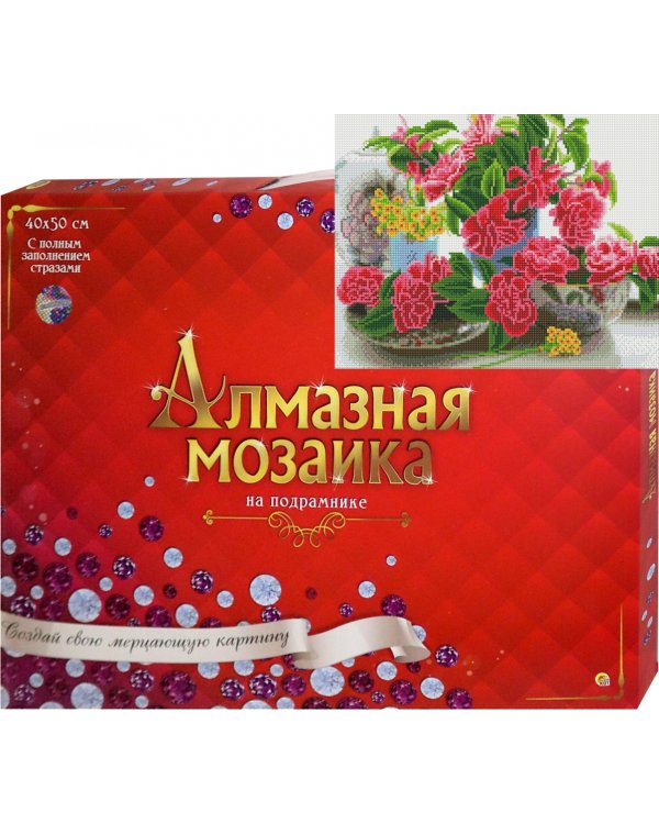 Алмазная мозаика. Яркий букет на столе