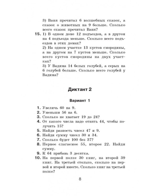 Математические диктанты. 3 классы. Числовые примеры. Все типы задач. Устный счет