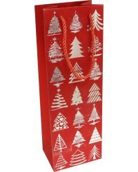Пакет подарочный &quot;Красный с елочками&quot;, 12х35х9 см