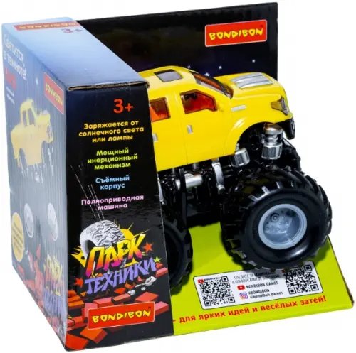 Инерционный джип 4WD со светящимся в темноте корпусом. Парк техники, жёлтый Инерционный джип 4WD со светящимся в темноте корпусом. Парк техники, жёлтый