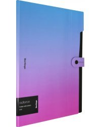 Папка на кнопке "Radiance", 5 отделений, А4, 600 мкм, розовый/голубой градиент