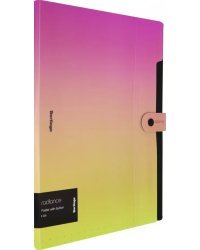 Папка на кнопке "Radiance", 5 отделений, А4, 600 мкм, желтый/розовый градиент