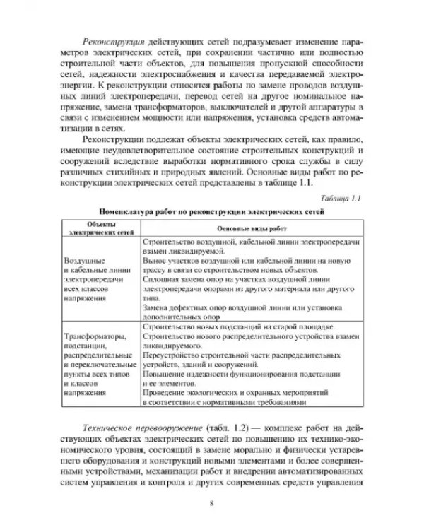 Реконструкция и техническое перевооружение распределительных электрических сетей