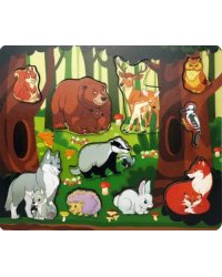 Пазл-рамка. Кто живет в лесу?, 10 деталей