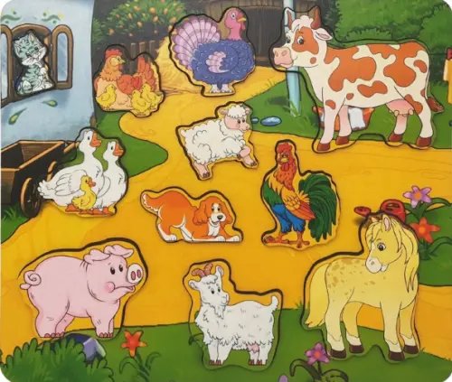 Пазл-рамка. Кто живет на ферме?, 11 деталей Пазл-рамка. Кто живет на ферме?, 11 деталей