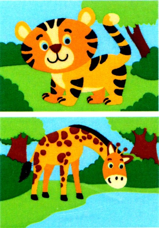 Рисование по номерам на картоне Тигренок, Жираф, А5