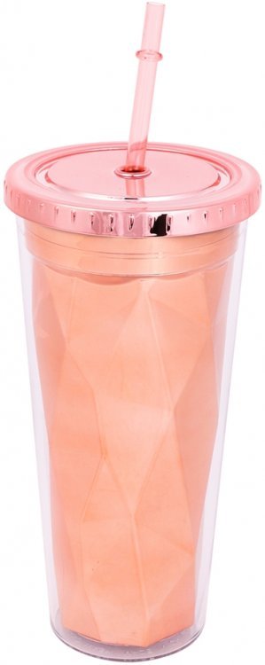 Стакан полигиональный с трубочкой &quot;Яркие впечатления&quot;, 600 мл