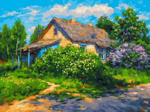 Живопись на холсте. Кусты сирени, 30x40 см