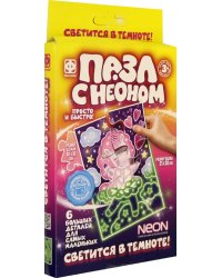 Пазл с неоном. Единорожка, 6 элементов