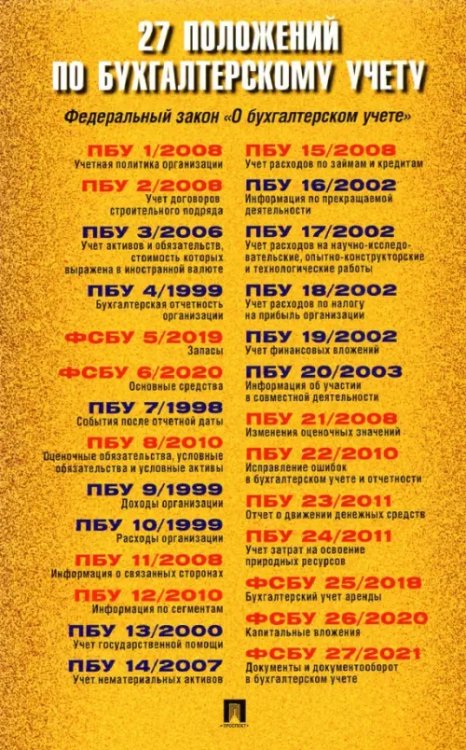 27 положений по бухгалтерскому учету (27 ПБУ) 27 положений по бухгалтерскому учету (27 ПБУ)