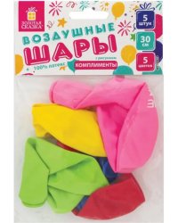 Шары воздушные &quot;Золотая сказка&quot;А, 12&quot; (30 см), 5 штук, 5 цветов, с рисунком &quot;Комплименты&quot;