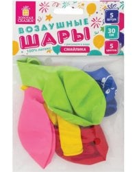 Шары воздушные &quot;Золотая сказка&quot;, 12&quot; (30 см), 5 штук, 5 цветов, с рисунком &quot;Смайл&quot;