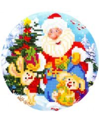 Алмазная мозаика "Получение новогодних подарков", 18 см, 19 цветов