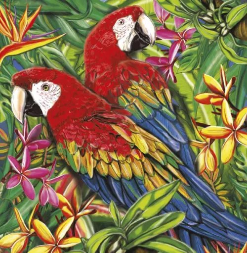 Алмазная мозаика. Тропические птицы, 30x30 см Алмазная мозаика. Тропические птицы, 30x30 см
