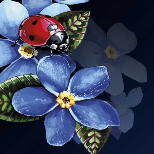 Алмазная мозаика. Божья коровка на незабудке, 30x30 см Алмазная мозаика. Божья коровка на незабудке, 30x30 см