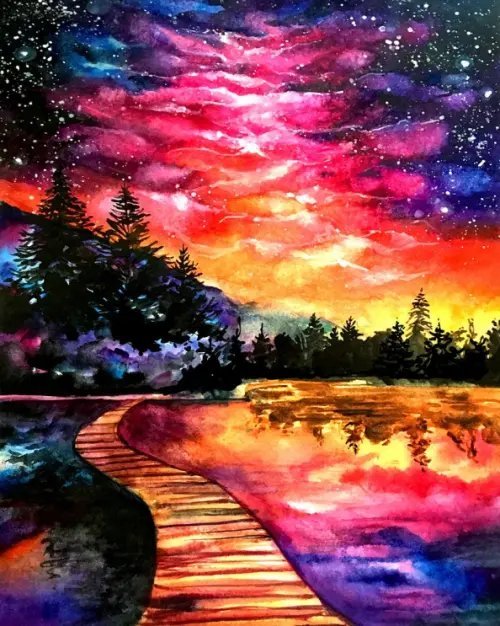 Алмазная мозаика. Сияние ночного неба, 40x50 см Алмазная мозаика. Сияние ночного неба, 40x50 см