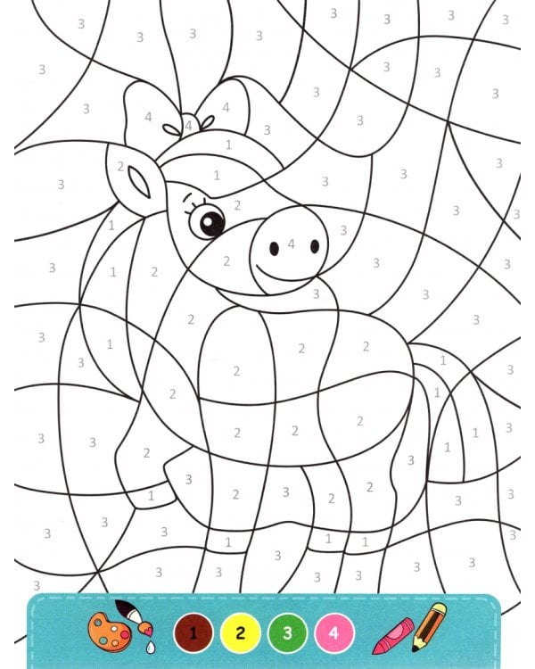 Раскраска по номерам малышам Волшебные лошади