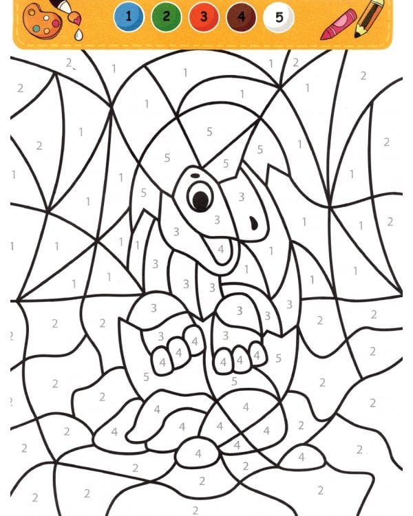 Раскраска по номерам малышам Динозаврики