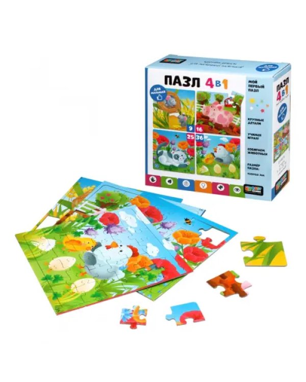 Дополнительное изображение книги «Пазл 4 в 1. Милые животные»
