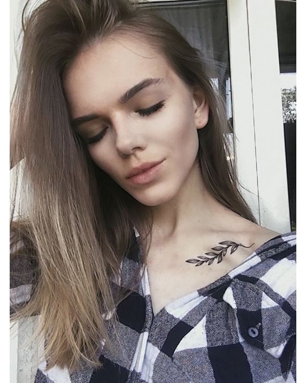 Временная татуировка "Пионы с веточками"