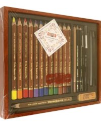 Набор графических материалов Trio, с акварельными карандашами, 21 предмет