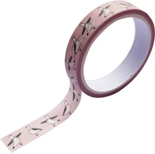 Лента клейкая декоративная "Чайки", 10 мм х 5 м, арт. BSWT001-02 Лента клейкая декоративная "Чайки", 10 мм х 5 м, арт. BSWT001-02