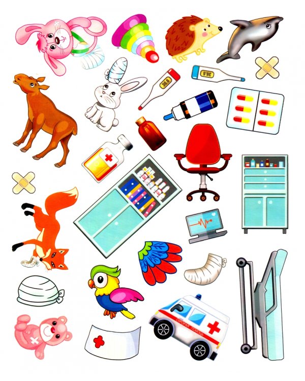 Играем в доктора (книжка с многоразовыми наклейками)