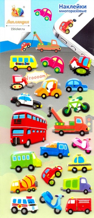 Набор зефирных наклеек "Транспорт" Набор зефирных наклеек "Транспорт"