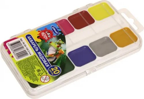 Акварель медовая Зверята, 20 цветов, без кисти Акварель медовая Зверята, 20 цветов, без кисти